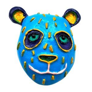 Vintage Panda Brooch Resin Painted Silly Dopey Figural Pin Costume Jewelry